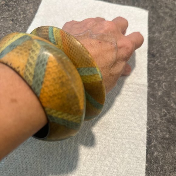 Beaded bracelet plus Stretch bangle bracelet plus Set of 2 wood bangles. - Picture 15 of 15